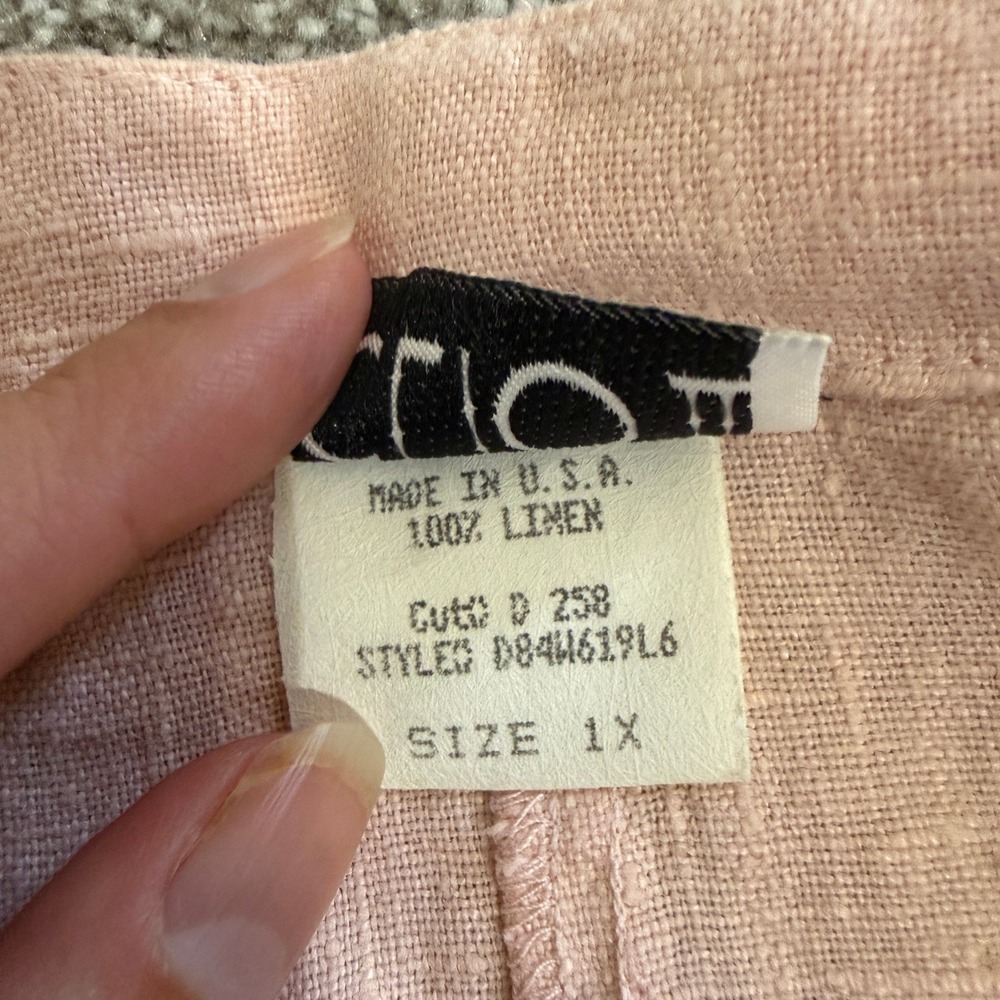 90s NWT 1X Pink 100% Linen Shift Dress Pockets CLIO II Coastal Grandma Soft Girl - Picture 8 of 11
